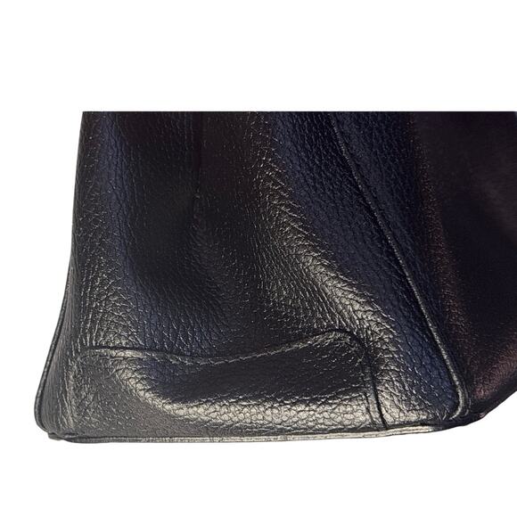 Vintage Italian Black Leather Structured Handbag - Picture 13 of 16